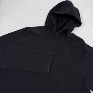 FLX Mens Waffle Knit Raglan Hoodie Black Side Zip Pullover Size M RN 73277
